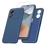 JDXHFF Hülle Kompatibel mit ZTE Blade A34 (6.6') und 1 Stück Schutzglas Gehärteter Film Displayschutzfolie - Blau Weich Silikon Schutzhülle Flexibel TPU Tasche Case B