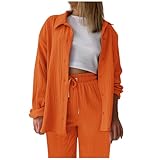 2-teiliges Damen-Outfit, Bluse mit weitem Bein, Taschen, elastische Hosen-Sets, lässig, V-Ausschnitt, Hemd, Hose, modische Streetwear Zweiteiler Hosenanzug Damen Hochzeit Hosenanzug Mit Weste D