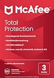 McAfee Total Protection 2023 | 3 Geräte | Virenschutz- und Internet-Sicherheitssoftware | VPN, Kennwort-Manager und Dark Web-Überwachung | PC/Mac/Android/iOS | 1-Jahre | Zustellung per Post