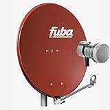 Fuba 1 Teilnehmer Sat Anlage DAL 801 R | Sat Komplettanlage mit Fuba DAL 800 R Alu Sat-Schüssel/Sat-Spiegel ziegelrot + Fuba DEK 117 Single LNB für 1 Receiver/Teilnehmer (HDTV-, 4K- und 3D-kompatibel)