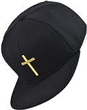Bexxwell Snapback Cap schwarz mit goldenem Kreuz (optimale Passform, Kappe, Black, Cross, Unisex)