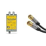 TechniSat TECHNIROUTER Mini 2/1x2 - Einkabellösung/Unicable (für Twin-Empfang, angeschlossene Sat-Receiver/TV müssen Unicable unterstützen) & KabelDirekt - SAT Kabel - 0,5 m