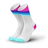 INCYLENCE Grades gepolsterte Laufsocken lang, schweißableitende Running Socks für Damen und Herren, atmungsaktive Sportsocken mit Anti-Blasen Schutz, leichte Kompression, Pink, 39-42