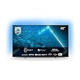 PHILIPS 48OLED707 121 cm (48 Zoll) Fernseher (4K UHD, OLED, HDR10+, 120 Hz, Dolby Vision & Atmos, 3-seitiges Ambilight, Smart TV mit Google Assistant, Works with Alexa, Triple Tuner, Silber)