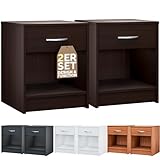 Casaria® Nachttisch Wenge 2er Set mit Schublade 50 cm Komforthöhe Boxspringbett Ablage Schlafzimmer Schrank Nachtkästchen Nachtkommode Holz 50x40x35