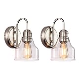 SOZOMO Vanity Lighting with Bubble Glass Shade, Modern Vintage Wall Light, Bathroom Light Fixtures with Steel Material for Make-Up Over Mirror, Farmhouse, Studio Lighting (1-Light/2Pack)