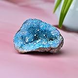 RIMEI Heilsteine Natürliche Kristall Galvanatte Achat Geode Unregelmäßige Cluster Heilung Stein Rohe Kristalle Rock Mineral Probe Wohnkultur Geschenke (Color : Blue, Size : 20-50g)