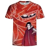 OUGEA Unisex T Shirt 3D Digital Druck Anime Cartoon Naruto Sommer T-Shirt Rundhals Männer Sport Kurzarm Outdoor Fitness Freizeit Tops-038_2XL