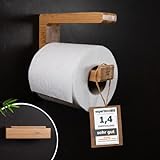 Glückstoff® Bambus Klopapierhalter Ohne Bohren [Nachhaltig] Toilettenpapierhalter Holz | Papierhalter Klopapier Halter Toilettenpapier Aufbewahrung zum Kleben | Klo-Rollenhalter WC Papier Halterung