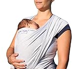 myla elastisches Tragetuch - Babytragetuch für Früh- und Neugeborene inkl. deutscher Bindeanleitung einfach zu binden weich & anschmiegsam bis 12kg Grau (hellgrau)