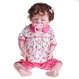 Incdnn 22 'Interaktives Spielzeug Realistische Puppen für Neugeborene Puppe Weiche Silikon für Mädchen mit Kleid Rosa Geschenk für Mädchen im Vorschulalter Spielzeug für Puppe
