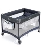 Dripex Kinderreisebett 125 × 65 cm ab Geburt bis 15 kg, Anhebbare Baby Bett, Reisebett Kinder, Kinderbett, Reisebett, Reisebett Baby mit Matratze, Dunkelg