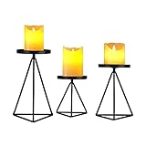 Sayiant Kerzenhalter Kerzenhalter 3er Set Eisen Deko Kerzenhalter in verschiedenen Größen Antik Kerzenständer Tischdeko für Hochzeit Wohnzimmer Tisch (Schwarz)