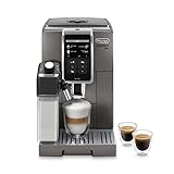 De'Longhi Dinamica Plus ECAM 370.95.T Kaffeevollautomat mit Milchsystem, Cappuccino und Espresso auf Knopfdruck, 3,5 Zoll TFT Touchscreen Farbdisplay und App-Steuerung, Kaffeekannen-Funktion, Titan