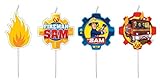 Amscan 9902187 - Mini Figurenkerzen Feuerwehrmann Sam, 4 Stück, Kuchenkerzen