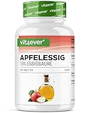 Apfelessig - 365 Tabletten - Hochdosiert mit 1000 mg pro Tagesportion - Mit 10% Apfelessigsäure - 6 Monate Vorrat - Apple cider vinegar - Ohne unerwünschte Zusätze - Veg