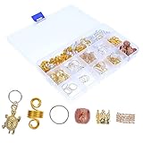Ipetboom 158 Stück DIY Kombination Dreadlocks Zopf Zubehör Haaranhänger Abschlussball Zubehör Medaillon Haarteile Haarzöpfe Schmuck DIY Zopfperlen Haarzopfring Haarspule Schmuck Legierung