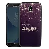 DeinDesign Slim Case extra dünn kompatibel mit Samsung Galaxy J7 2017 Silikon Handyhülle schwarz Hülle Schutzengel Sprüche Spruch
