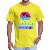 Miami Vice Round Collar T-Shirt Labor Day Custom Tops T Shirt Hate Sleeve Newest Milan Black Clothing Shirt Men-Yellow,M