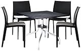 CLP 4er Essgruppe Cento I 1 Tisch Mit 4 Stühlen Für Innen Und Außen I Stapelbar Und Klappbar, Farbe:schwarz