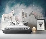 Fototapete 3D Effekt Traum Der Das Einhorn Des Weißen Pferdes Jagt Tapeten 3D Effekt Vliestapete Wohnzimmer Schlafzimmer Wandbilder Wanddeko
