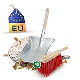 Novaliv 4X Kehrblech Set Kehrblechgarnitur Handfeger ELASTONBORSTEN und Kehrblech Metall Silber verzinkt Kehrblechbesen zum Aufkehren Handkehrset Kehrblechset Kehrschaufel Feger und Kehrb
