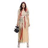 LGQ Halloween Geisterbraut Zombie Kleid Cosplay Hexe Geisterbraut Kostüm für Tag der Toten, Mottopartys, Halloween-Kostüm,L