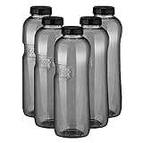 5 x Tritan Trinkflasche 1,0L Kavodrink Wasserflasche schwarz Sportflasche BPA frei Flasche 1000ml