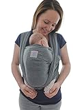 Babytragetuch mit Vordertasche inkl. Baby Wrap Carrier Tasche und Anleitung - langes elastisches Tragetuch für Früh- und Neugeborene Kleinkinder (Grau)