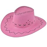 Miobo Cowboyhut - Westernhut für Cowboys & Cowgirls - Karnevals-Kostüm - Hut im Stil Australien/Texas/Western - für Erwachsene - Rosa