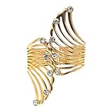 Wide Grooved Crystal Cuff Hinge Bangle Metal Shiny Punk Smooth Statement Bangles Bracelet Fashion Jewelry for Women Girls Gold Plated, Zink, Kristall