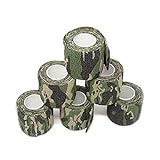 Camouflage Tape Wrap Tarnung Wasserfest Camo Tape Stoff Outdoor Tarnband selbsthaftend Jagd Gewebe Band Tarnung Selbstklebende Schutz Camouflage Tape Wrap Tactical Camo Form Multi funktionale(6Stücke)