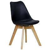 WOLTU BH29sz-1 1 x Esszimmerstuhl 1 Stück Esszimmerstuhl Design Stuhl Küchenstuhl Holz Schwarz