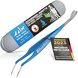 BluePet 2in1 Zeckenpinzette für Hunde, Katze, Pferd & Mensch - Edelstahl Zeckenzange mit Case I Zeckenhebel als Solider Zeckenentferner I Alternative zu Zeckenpinzette, Zeckendreher & Zeck