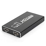 PUSOKEI USB2.0 FHD HDMI Aufnahmekarte, Spielkonsole USB2.0 Full HD HDMI Game Live Video Aufnahmekarte für MJPEG, 4K/60Hz Eingang zu 720P/1080P Ausgang HDMI zu HDMI Adapter für PS3/XBOX