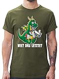 Sprüche Statement mit Spruch - Wie? Das Letzte? - weiß - L - Army Grün - Fun Shirt Herren - L190 - Tshirt Herren und Männer T-Shirts