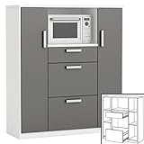 habeig Küchenschrank 8540 weiß anthrazit Singleküche Küchenregal Küchenzeile Schrank