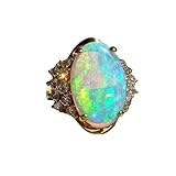 TianWlio Farbe Hand Golden Oval Licht Schmuck Ring Luxus Opal Mode Ringe Ringe Für Enten (G, 12号)