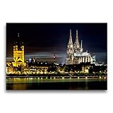 CALVENDO Premium Textil-Leinwand 75 x 50 cm Quer-Format Köln - Panorama mit Dom und Groß St. Martin, Leinwanddruck von Thomas Seethaler