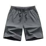 N/AX Herren Hose Sommer Männer Mode Sport Cargo Pants Straight Leg Loose Shorts Strandhose, grau, L