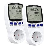 Energiekostenmessgerät mit Dual Rate, Maxcio Stromverbrauchsmesser mit LCD Bildschirm und 2 Abrechnungsmethoden, Elektrizitäts Analysator mit Überlastsicherung, 3680W MAX, 2 Packs
