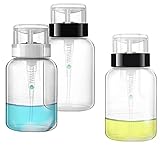 ASFINS Nagel Pumpflasche, 3 Stücke Pumpspender Leere Spenderflasche Nagellackentferner, Plastikflasche Flüssiger Flaschen Behälter Reiseflasche (200ML)