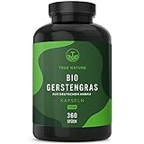 Bio Gerstengras - 360 Kapseln (500mg) - enthält Selen (trägt zur Erhaltung normaler Haare und Nägel bei) - Hochdosiert: 3.000mg pro Tagesdosis - Vegan, Laborgeprüft & Deutscher Anbau - TRUE NATURE®