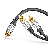 Sonero Premium 7,50m Cinch Kabel, 1x Cinch auf 2x Cinch, Audio Y-Kabel, Subwoofer, HiFi-Anlage, Verstärker, schwarz