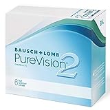 Bausch und Lomb PureVision 2 Monatslinsen, sehr dünne sphärische Kontaktlinsen, weich, 6 Stück BC 8.6 mm / DIA 14 / -1.25 Dioptrien