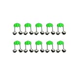 Tmianya 10 Stück Kunststoff-Angelglocken Clips Angelruten-Alarm mit Dual-Alarmglocken Angelrutenglocken Flohmarkt Für Angler (Green, One Size)