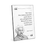 ARTFAVES® Holzbild mit Spruch - Der Sinn des Lebens/Zitat Albert Einstein | modernes Holzschild schwarz-Weiss zur Dekoration oder als Geschenk zum Thema M