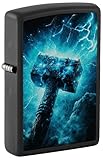 Zippo Sturmfeuerzeug - Thors Hammer Design - Nachfüllbar- Geschenkbox - Metall - Made in USA, Schw