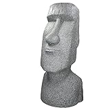 ECD Germany Moai Rapa NUI Kopf Figur 78cm hoch, aus wetterfestem Steinguss Kunstharz, Grau, Osterinsel Statue als Dekoration für Haus & Garten, Gartenfigur Dekofigur, Skulptur für Innen und Außen