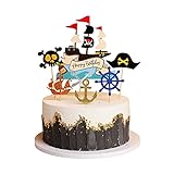 Unimall Global 13 Stück Piraten-Kuchen-Deckel Piraten-Kuchen-Deckel Alles Gute zum Geburtstag-Kuchen-Deckel für Kindergeburtstagsparty Piraten-Thema-Party-Dekoration